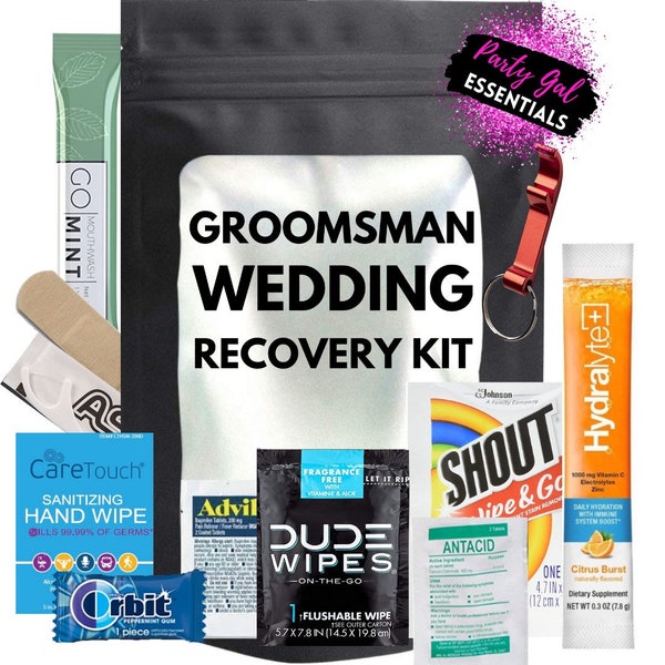 Groomsman Wedding Day Recovery Kit /Survival Kit / Hangover Kit / Best Man / Groom Gift