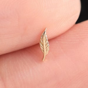 14k massivt guld fjäderspiralpiercing, bladbrosk Tragus Push Back örhänge