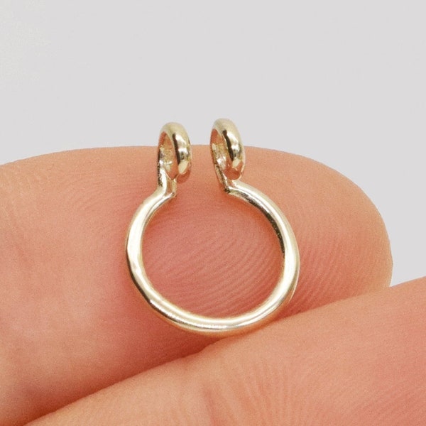 14k Solid Gold Fake Septum Ring Non-Piercing Clip Ring Faux Septum Piercing Fake Septum Jewelry Tribal Septum Ring Nose Cuff Gift for Mom