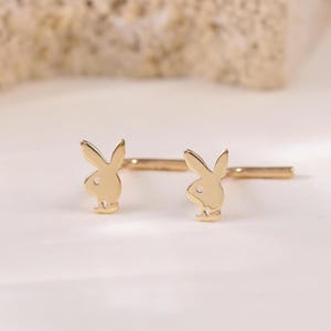 14k Solid Gold Bunny Nose Stud Rabbit Nose Stud Gold Nose Pin Nose Ring 20g L Shape Gold Nose Piercing Jewelry