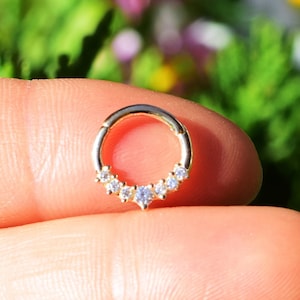 14k Solid Gold Nose Septum Ring Tragus Helix Cartilage Daith Conch Ring 16g 8mm Piercing Jewelry