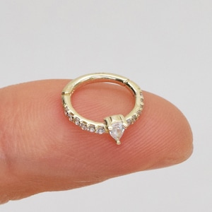 14k Solid Gold Clicker Helix Earrring Cartilage Earring Daith Conch Earring Tragus  16g 8mm Piercing Jewelry