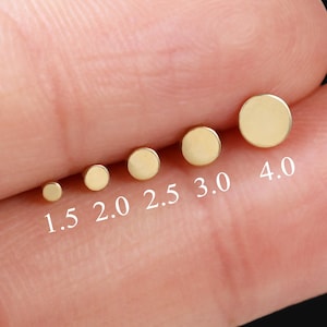 14K massief gouden schijf met meerdere maten oorbel met inwendig schroefdraad Ronde schijf kraakbeen helix conch tragusoorbel gouden labret schroef platte achterkant