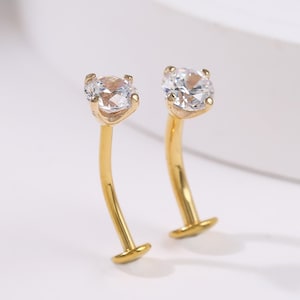 14k Solid Gold Threaded Belly Button Ring: Floating Navel Piercing