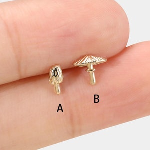14K Solid Gold Pilz Knorpel Piercing, Pilz Ohrstecker, Threadless Push In Labret Bolzen Helix Bolzen Conch Ohrring Flat Back Ohrring