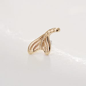 14k Solid Gold Mermaid Tale Helix Threadless Pin Stud Fish Tail Tragus Cartilage Stud Tiny Tail Nose Conch Flat Back Labret Stud Jewelry