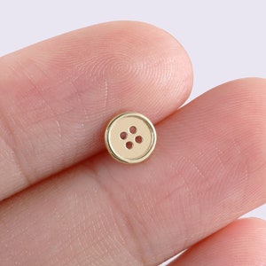 14k Solid Gold Tiny Button Stud Earring, Button Helix Cartilage Tragus Push Back, Earlobe Labret Everyday Wear Piercing Threadlesss Push Pin