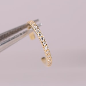 14k massief gouden effen diamanten oor manchet gouden Daith toren helix conch manchet hoepeloorbel geen doorboorde nep-klikker oorbel nep septum ring