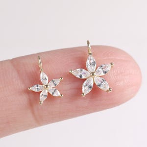 14K Solid Gold Flower Diamond Hoop Charm Marquise Clear CZ Helix Tragus Cartilage Charm Conch Necklace Pendent Charm Rook Clicker Charm