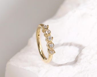 14k Solid Gold Sparkling Bezel Cartilage Hoop Clicker Minimalist Conch Helix Hoop Elegant Gold Clicker Ring Nose Septum Ring Gift For Her