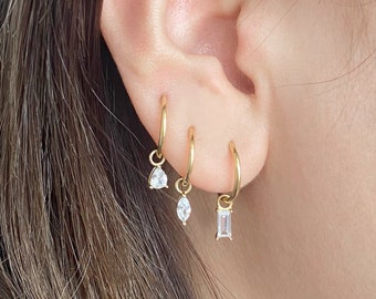 14K Solid Gold Charm Earring Cartilage Hoop Charm Huggie Charm Daith Helix Hoop Charm Tragus Rook Hoop Charm Dangle Earring Belly Ring Charm