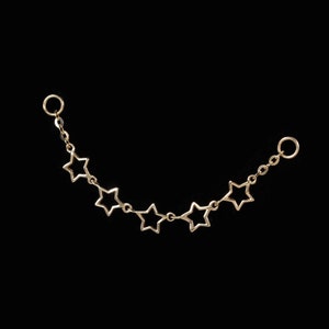 14K Solid Gold Dangle Star Chain Attachment Pentagram Chain Tragus Helix Chain 14K Polaris Industrial Cartilage Chain Connector Piercing