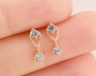 14k massivt guld dingelkedja örhänge droppörhänge helixörhänge tragus smycken broskörhänge piercing platt push back örhänge