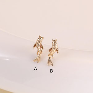 Orecchino a forma di pesce koi in oro massiccio 14 carati, orecchino a forma di cartilagine di pesce, orecchino a forma di elica portafortuna, orecchino a forma di trago, orecchino a forma di conchiglia, orecchino senza filettatura, orecchino a forma di retro piatto