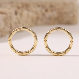 14K Solid Gold Personalizable Star Helix Clicker Customization Star Cartilage Conch Daith Ring Gold Star Septum Seamless Hinged Clicker Hoop