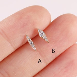 14k Solid Gold Peasecod Stud Earring Unique Rhombus Earring Peasecod Helix Stud Conch Tragus Earring Flat Back Earring Threadless Push Pin
