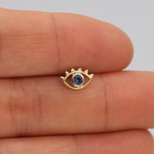 14k Solid gold Böse Auge Ohrstecker Knorpel Muschel Ohrring kleine Gestüt Ohrring Knorpel Gestüt Auge Helix Gestüt Tragus Gestüt flache Rückseite Ohrring
