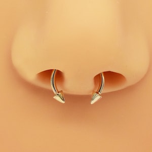14k Solid Gold Horseshoe Septum Ring Spike Daith Ring Pointed Cone Horseshoe Ring Lip Ring Nose Ring Rook Earring Circular Barbells Ring