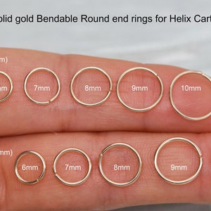 14K Solid Gold Bendable Round End Huggie Hoop Cartilage Earring Conch Hoop Helix Hoop Nose Hoop 18g 20g Piercing Earring Gift for Mom