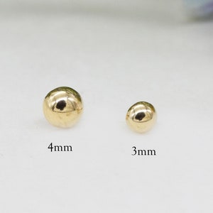 14k Solid gold Halbkugel Knorpel Ohrstecker Muschel Ohrringe kleine Ohrstecker Knorpel Bolzen Helix Bolzen Tragus Ohrstecker Drücken Sie in zurück