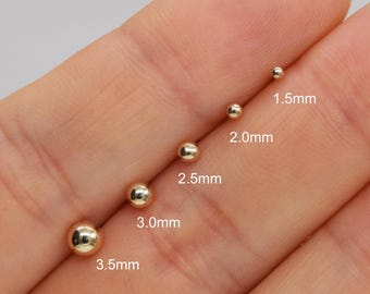 Pendiente de botón con forma de bola de cartílago en oro macizo de 14 k, pendiente de caracola, pendiente pequeño con forma de cartílago, pendiente de hélice, pendiente de trago, pendiente a presión, 20 g