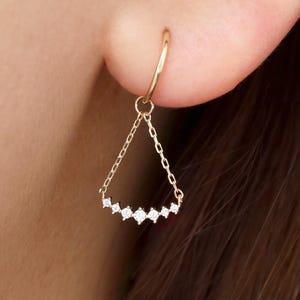 14K Solid Gold Dangle Arc-Shaped Hoop Charm, Cartilage Hoop Charm, Minimalist Helix Hoop Charm, Tragus Hoop Charm, Dangle Arc-Shaped Charm