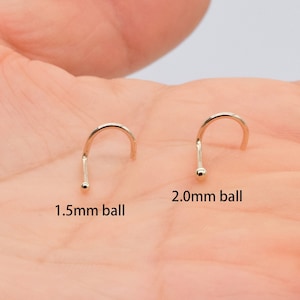 14k Solid Gold Ball Nose Stud Classic Beaded Nose Ring Gold Nose Piercing 1.5mm 2.0mm Ball Piercing Jewelry Screw Back Nose Ring 20 Gauge