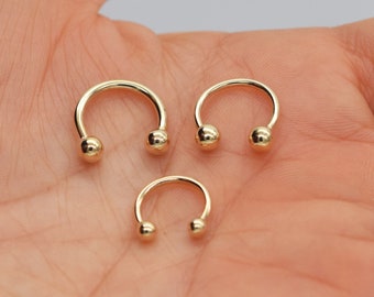 14k Solid Gold Barbell Septum Ring Cartilage Ring Tragus Helix Daith Conch Nose Labret Ring Septum Piercing Jewelry 16g/14g Gift for Mom