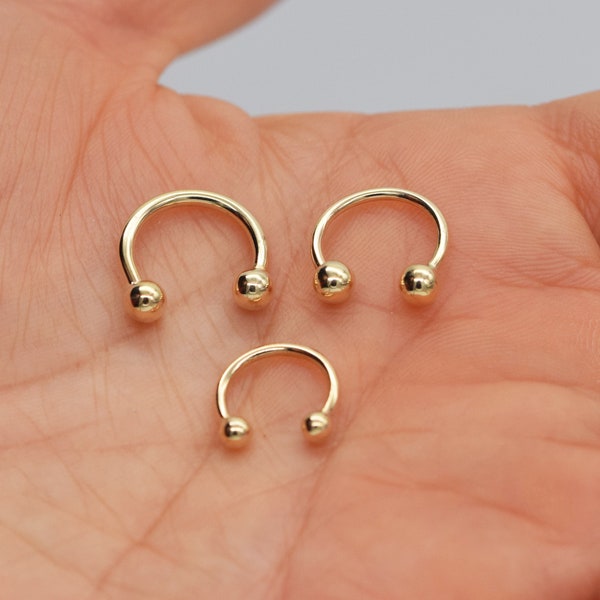 Anneau de septum avec haltères en or massif 14 carats Anneau de cartilage Tragus Helix Daith conque Anneau de labret de nez Piercing de septum Bijoux 16 g/14 g Cadeau pour maman