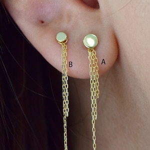 14K Solid Gold Dangle Cable Chain Charm Double Triple Chain Charm Belly Ring Charm Helix Cartilage Charm Dangle Chain Charm Attachment