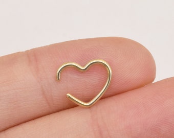 14k Solid Gold Ear Cuff Heart Shape No Piercing Bendable Cartilage Cuff Enclosure Rook Cuff Tiny Daith Hoop Conch Ear Cuff 16g Gift for Mom