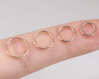 14K Solid Rose Gold Hinged Clicker Hoop Belly Button Hoop Huggie Hoop Cartilage Earring Conch Hoop Helix Hoop Nose Hoop Tragus Clicker Hoop