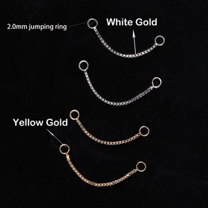 14K Weißgold / Gelbgold Kette baumeln Kette Charme Accessoire Cabrio Box Kette Ohrring Kette Befestigung Kette Stecker Piercing