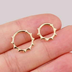 14k Solid Gold Spiked Daith Hoop Earring Unique Septum Ring Helix Hoop Clicker Nose Ring Conch Hoop Gold Septum Jewelry 16g