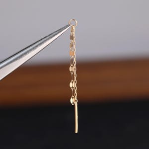 Pingente de corrente dupla pendente em ouro maciço 14K com fecho clicker, corrente longa para pingente, piercing com barra pendente.