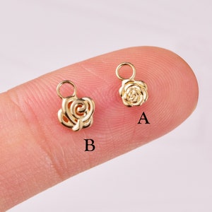 14K Solid Gold Rose Flower Hoop Charm Rose Huggies Charm Cartilage Charm Daith Helix Tragus Conch Hoop Charm Rose Charm Gift for her