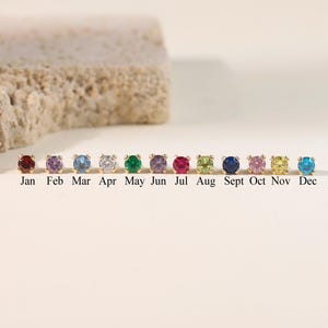 14k Solid Yellow Gold 2mm 2.5mm 3mm 4mm Birthday Stone Threadless Push In Flat Back 6mm 8mm 10mm Labret Tragus Cartilage Ear Stud