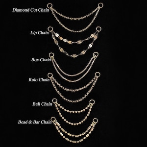 14k Solid Gold Double Custom Dangle Chain Gold Septum Industrial Chain Sequin Helix Chain DIY Wrap Ear Chain Nose Tragus Chain Connector