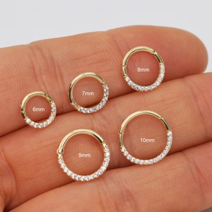 14k Solid Gold Nose Septum Ring Tragus Helix Cartilage Daith Conch Ring 6/7/8/9/10mm Piercing Jewelry 16g