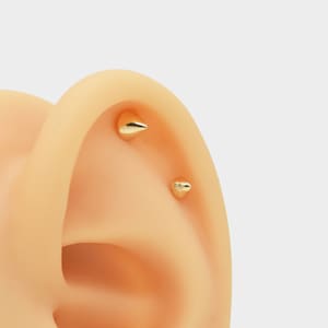14k Solid gold Spike earring cone earring cone studs spike stud minimalist earring geometric stud Helix stud tragus stud conch stud