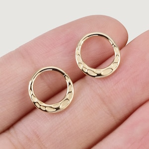 14k Solid Gold Hammered Pattern Hinged Segment Ring Gold Daith Hoop Gold Helix Earring Hoop Segment Nose Piercing Cartilage Hoop 16g