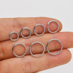 14k Solid White Gold Clicker Hoop Multiple Sizes Twist Septum Ring Daith Earring Tragus Helix Cartilage Daith Conch Piercing Jewelry