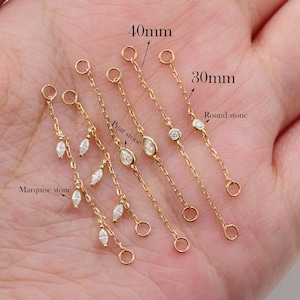 Chaîne en or massif 14 carats, boucle d'oreille, veste à franges, chaîne pendante, breloque, chaîne convertible, boucle d'oreille, pièce jointe de chaîne, connecteur de chaîne, piercing