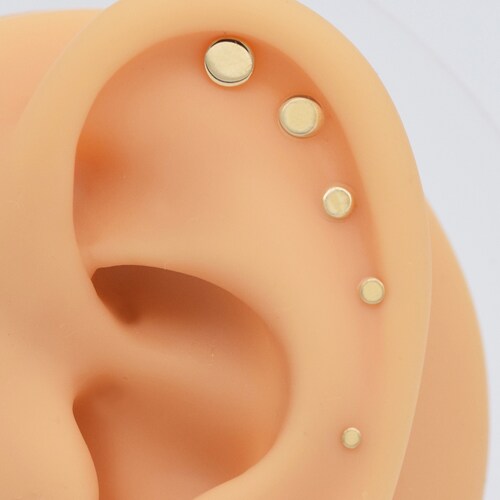 14K Solid Gold Triangle Cartilage Stud Earring/helix Tragus Etsy