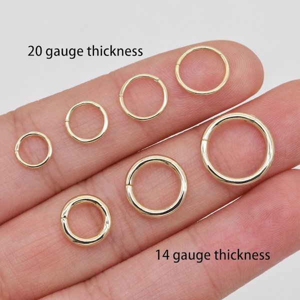14K Solid Gold Hinged Clicker Hoop Belly Button Hoop Huggie Hoop Cartilage Earring Conch Hoop Helix Hoop Nose Hoop 20g/14g Piercing Jewelry