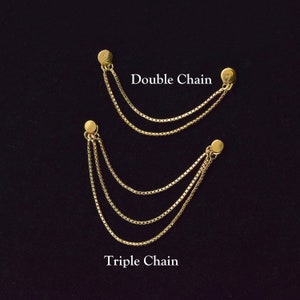 14K Solid Gold Double Box Chain Attachment Triple Gold Linking Chain Connector Double Chain Piercing Cartilage Box Chain