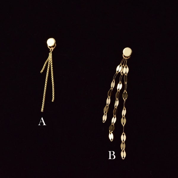 14K massivt guld dingelpaljettkedja berlock Boxkedja Rook Hoop Berlock Huggie Trippelkedja Berlockkedja Piercing Helix Hoop Berlock Broskkedja