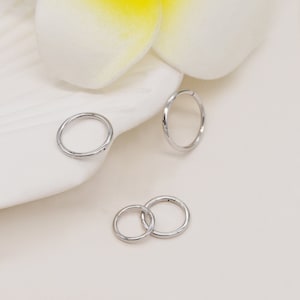 14K Solid White Gold Hinged Clicker Hoop Belly Button Hoop Huggie Hoop Cartilage Conch Hoop Helix Hoop Nose Hoop 20g/14g Piercing Jewelry zdjęcie 7