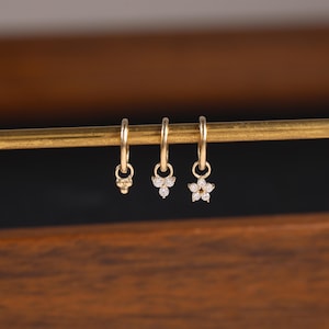 14K Solid Gold Tiny Helix Cartilage Charm, Dangle Clicker Necklace Bracelet Charm Pendent image 11