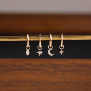14K Solid Gold Tiny Helix Cartilage Charm, Dangle Clicker Necklace Bracelet Charm Pendent image 10